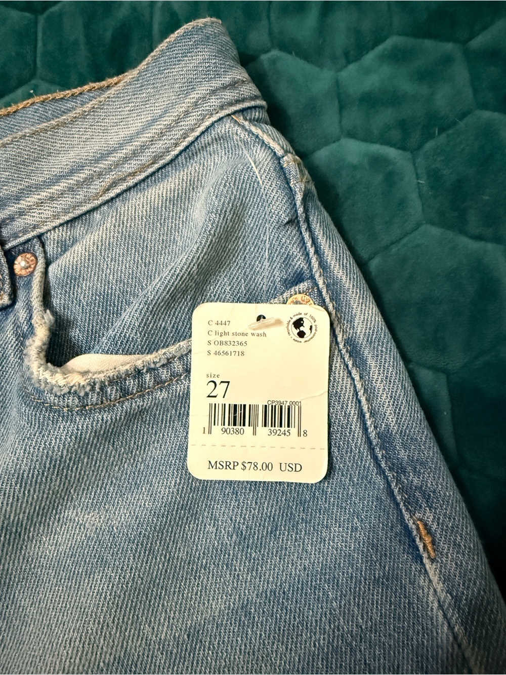 Free People 27 NEW NWT Light Blue Distressed Straight Leg Jeans - Picture 5 of 6